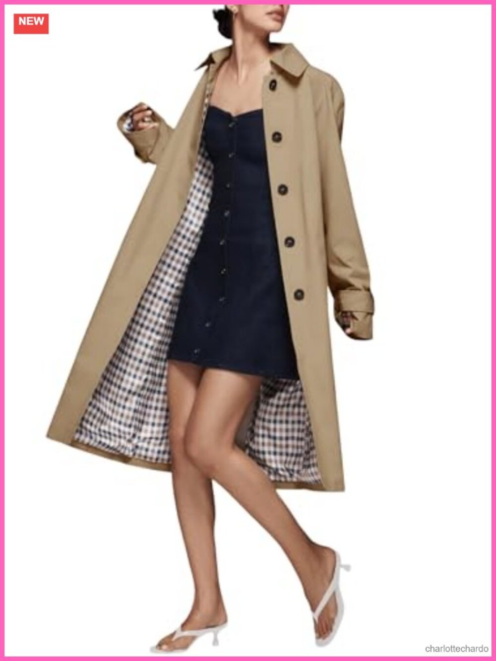 Classic Long Trench Coat Single Breasted Relaxed Fit Windproof Overcoat